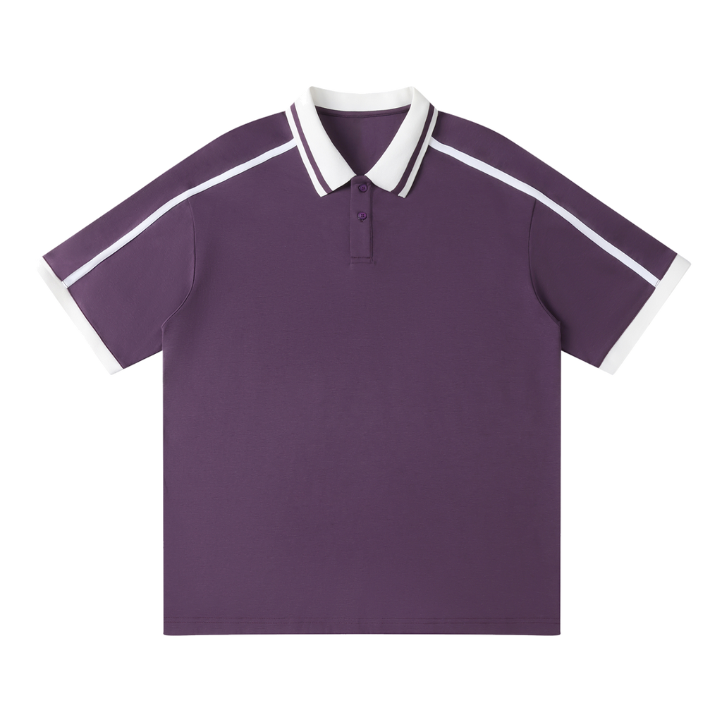 Traction contrast-piping polo, Purple, front view