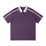 Traction contrast-piping polo, Purple, front view
