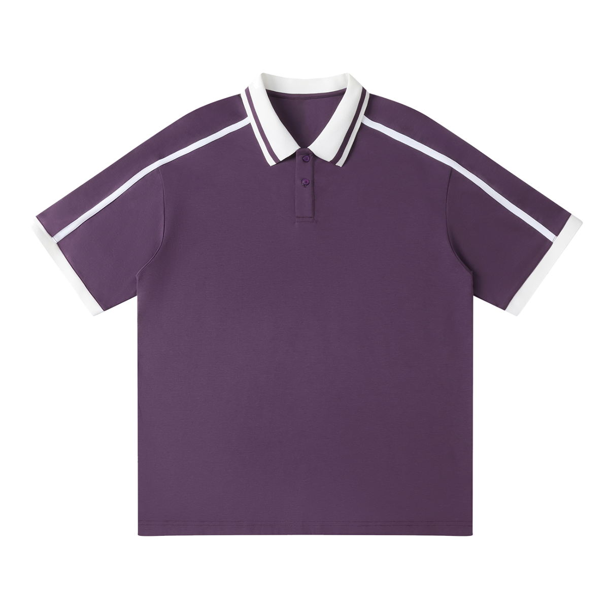Traction contrast-piping polo, Purple, front view