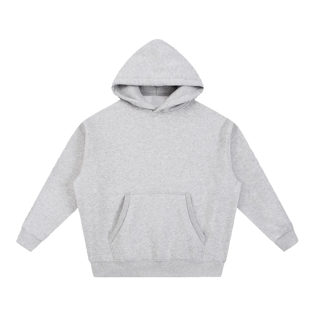MIROLYUB Loft Boxy Fleece Hoodie in Flower Gray, front view.