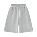MIROLYUB Unisex Heavyweight Raw Edge Shorts — Flower Gray, front view