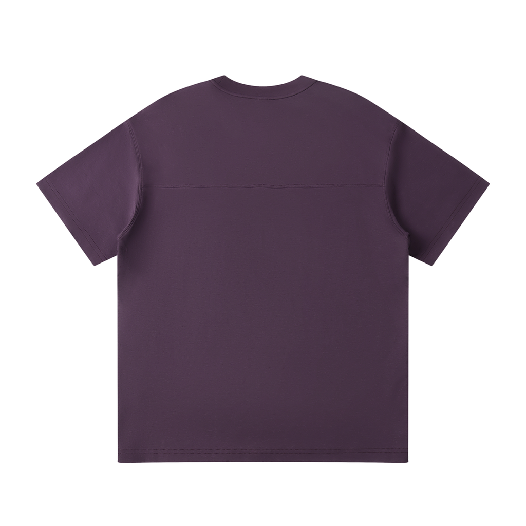 MIROLYUB Transverse — Panel-Seam Tee / Soft Light — Purple — back view