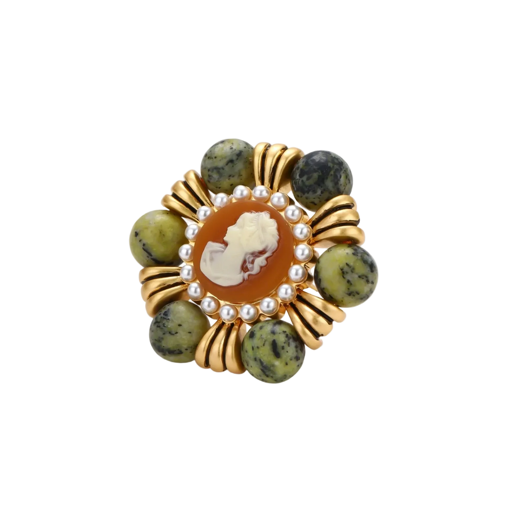 Boleslava Cameo Brooch by MIROLYUB – handmade designer brooch, vintage style jewelry gift, New York jewelry