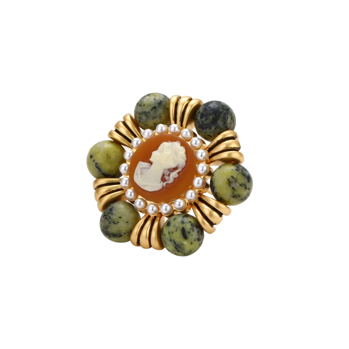 Boleslava Cameo Brooch by MIROLYUB – handmade designer brooch, vintage style jewelry gift, New York jewelry