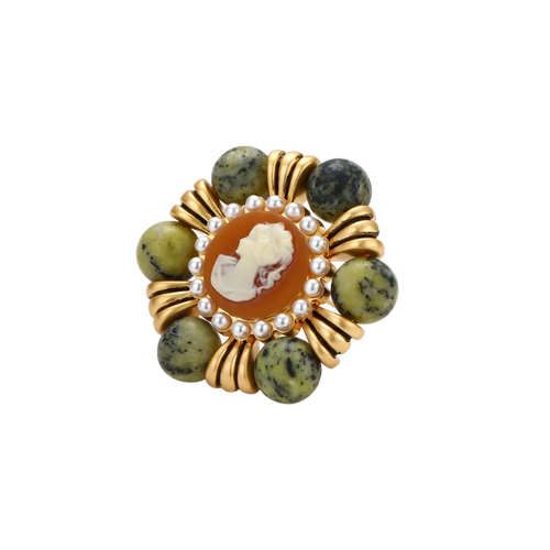 Boleslava Cameo Brooch by MIROLYUB – handmade designer brooch, vintage style jewelry gift, New York jewelry
