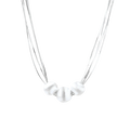 Borislav sterling silver necklace detail with three brushed round beads on polished multi-strand chains