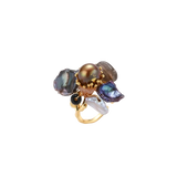 MIROLYUB Cveta Baroque Ring - gold ring with baroque pearl and mother-of-pearl petals