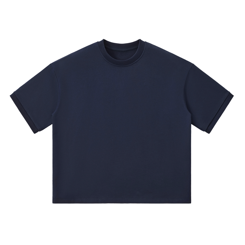 MIROLYUB Unisex Heavyweight Boxy T-Shirt — Navy Blue — front view