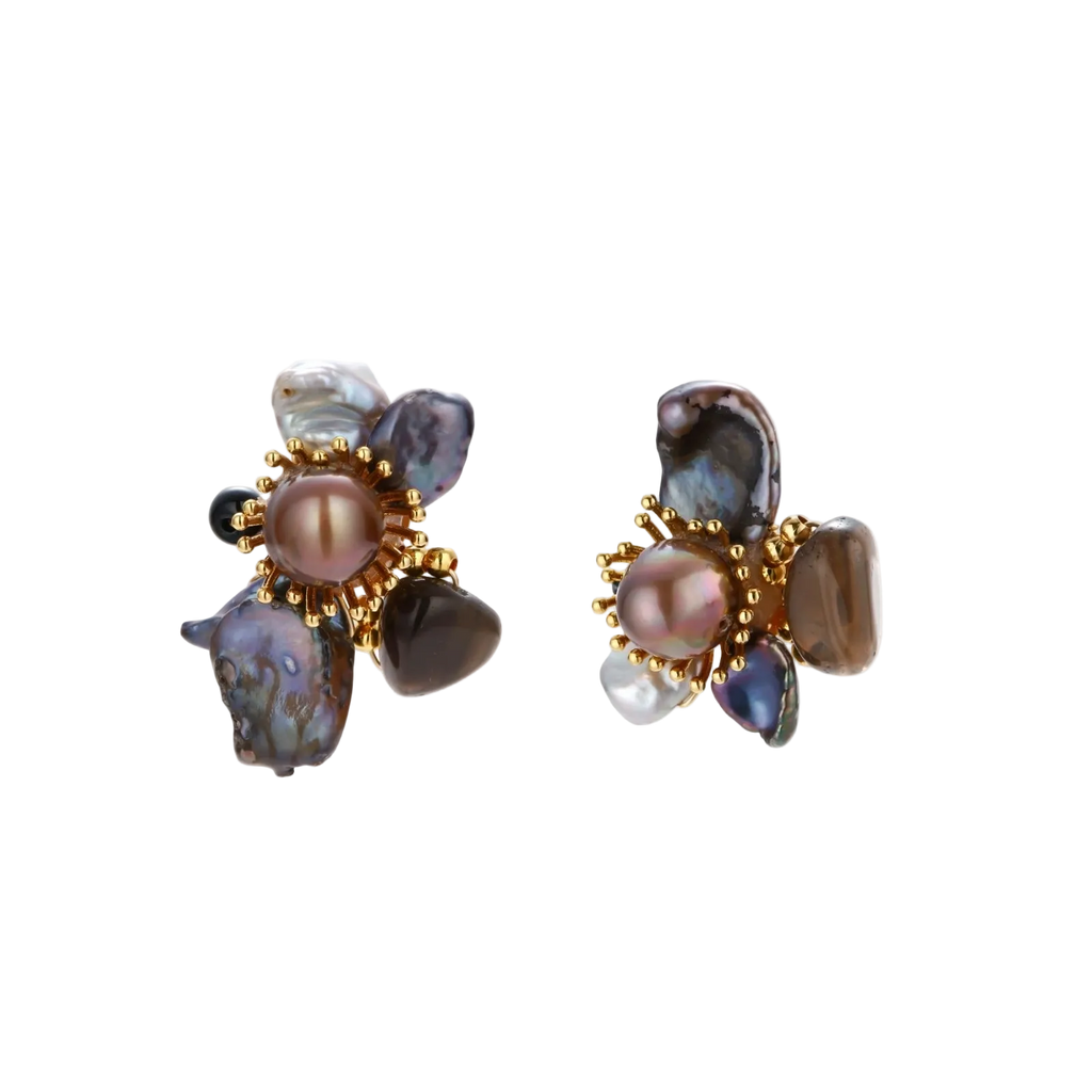 Desanka Floral Earrings by MIROLYUB – handmade designer earrings, jewelry gift for her, New York jewelry