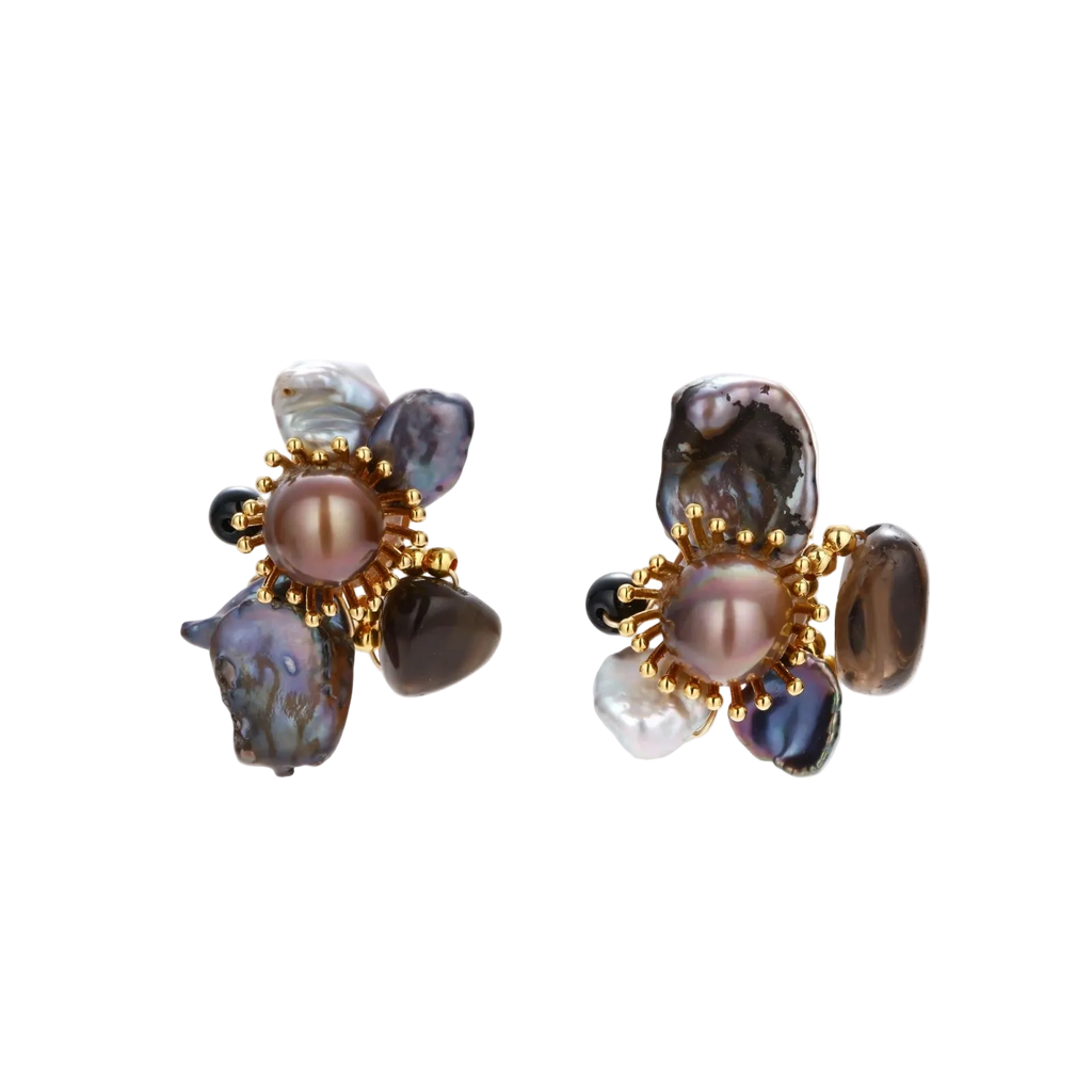 Desanka Floral Earrings by MIROLYUB – handmade designer earrings, jewelry gift for her, New York jewelry