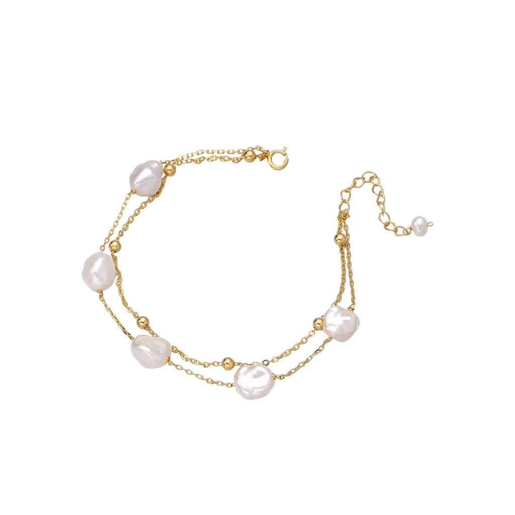 Desislava Layered Pearl Bracelet by MIROLYUB – handmade designer bracelet, jewelry gift for her, New York jewelry