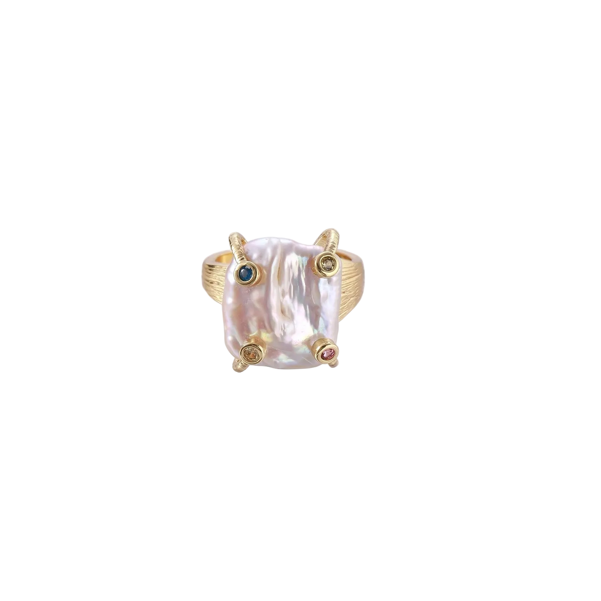 Dragana Baroque Pearl Ring by MIROLYUB – handmade designer ring, jewelry gift for her, New York jewelry