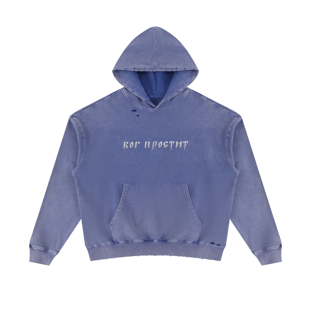 God Forgives — Distressed Hoodie by MIROLYUB – MIROLYUB New York streetwear hoodie, streetwear gift for him