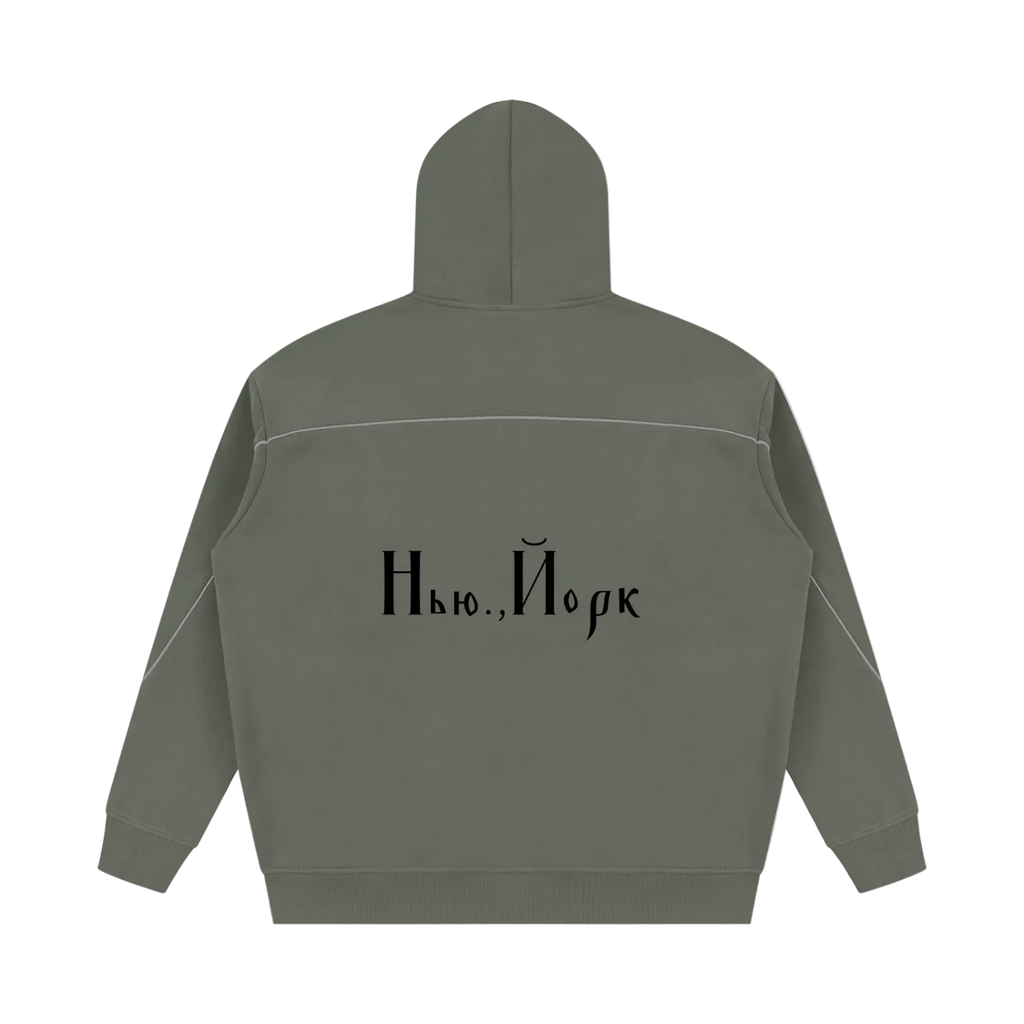 God Forgives / New York — Piping Fleece Hoodie by MIROLYUB – MIROLYUB New York streetwear hoodie, streetwear gift for him