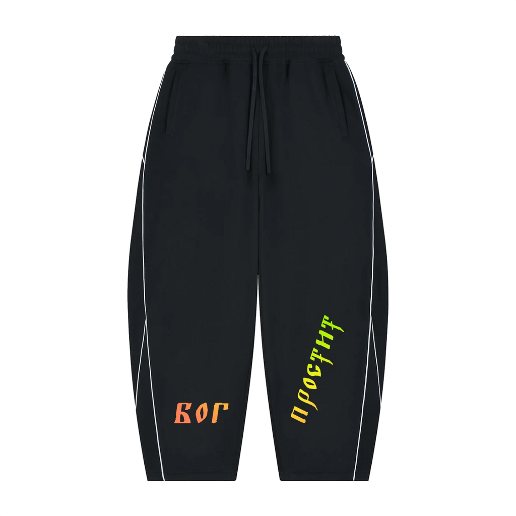 God Forgives — Piping Fleece Sweatpants by MIROLYUB – MIROLYUB New York streetwear sweatpants, streetwear gift for him