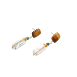 Jagoda Amber Pearl Earrings by MIROLYUB – handmade designer earrings, jewelry gift for her, New York jewelry