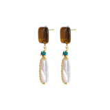 Jagoda Amber Pearl Earrings by MIROLYUB – handmade designer earrings, jewelry gift for her, New York jewelry