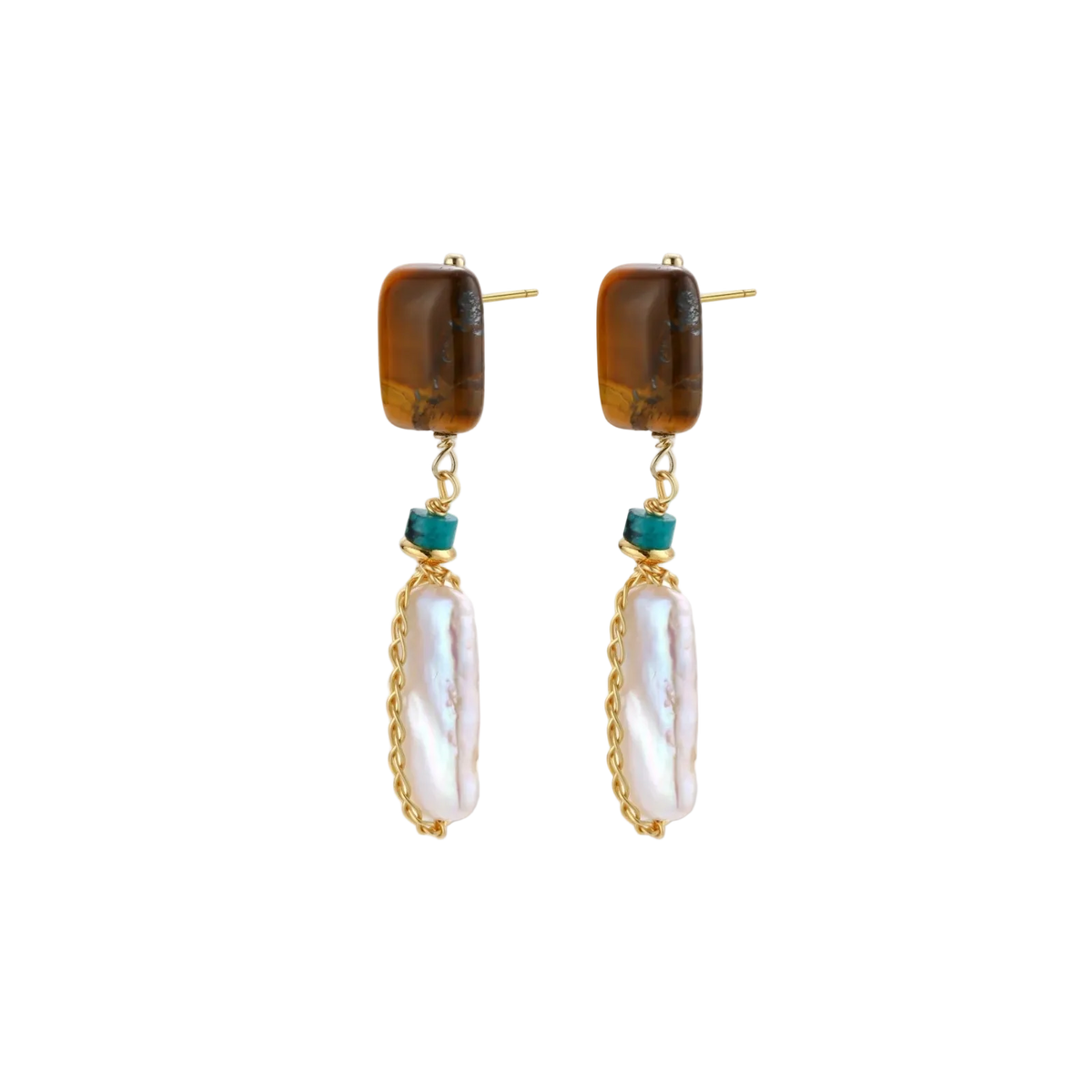 Jagoda Amber Pearl Earrings by MIROLYUB – handmade designer earrings, jewelry gift for her, New York jewelry