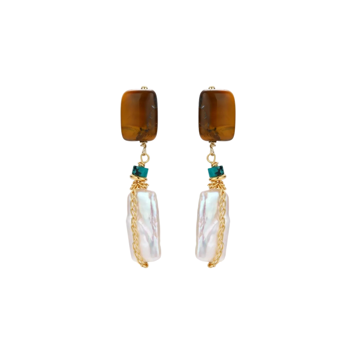 Jagoda Amber Pearl Earrings by MIROLYUB – handmade designer earrings, jewelry gift for her, New York jewelry