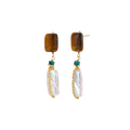 Jagoda Amber Pearl Earrings by MIROLYUB – handmade designer earrings, jewelry gift for her, New York jewelry