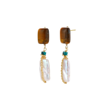 Jagoda Amber Pearl Earrings by MIROLYUB – handmade designer earrings, jewelry gift for her, New York jewelry