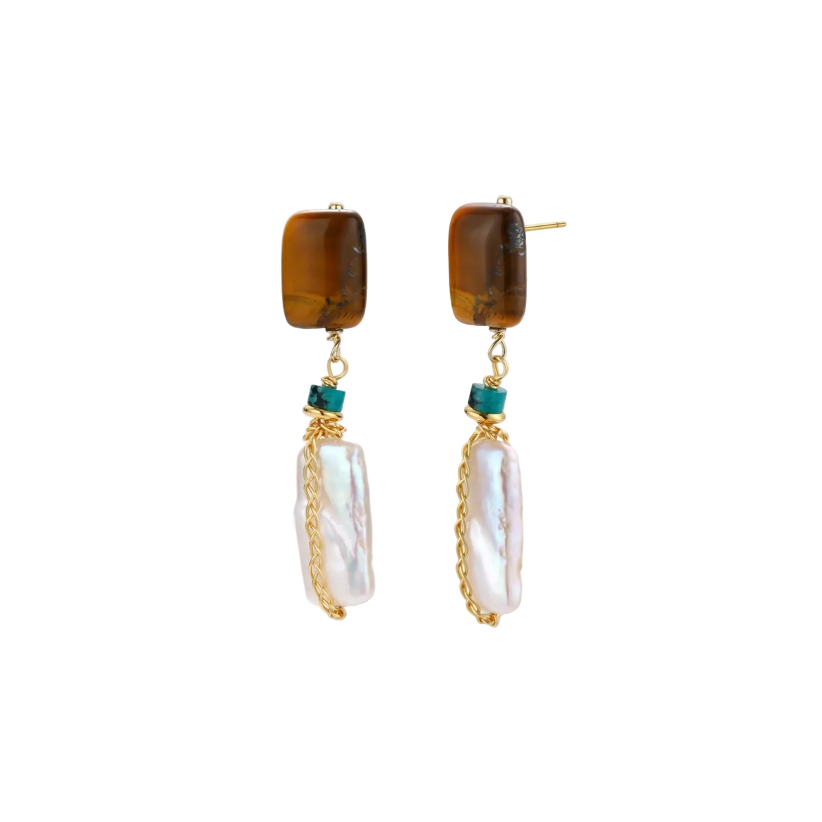 Jagoda Amber Pearl Earrings by MIROLYUB – handmade designer earrings, jewelry gift for her, New York jewelry