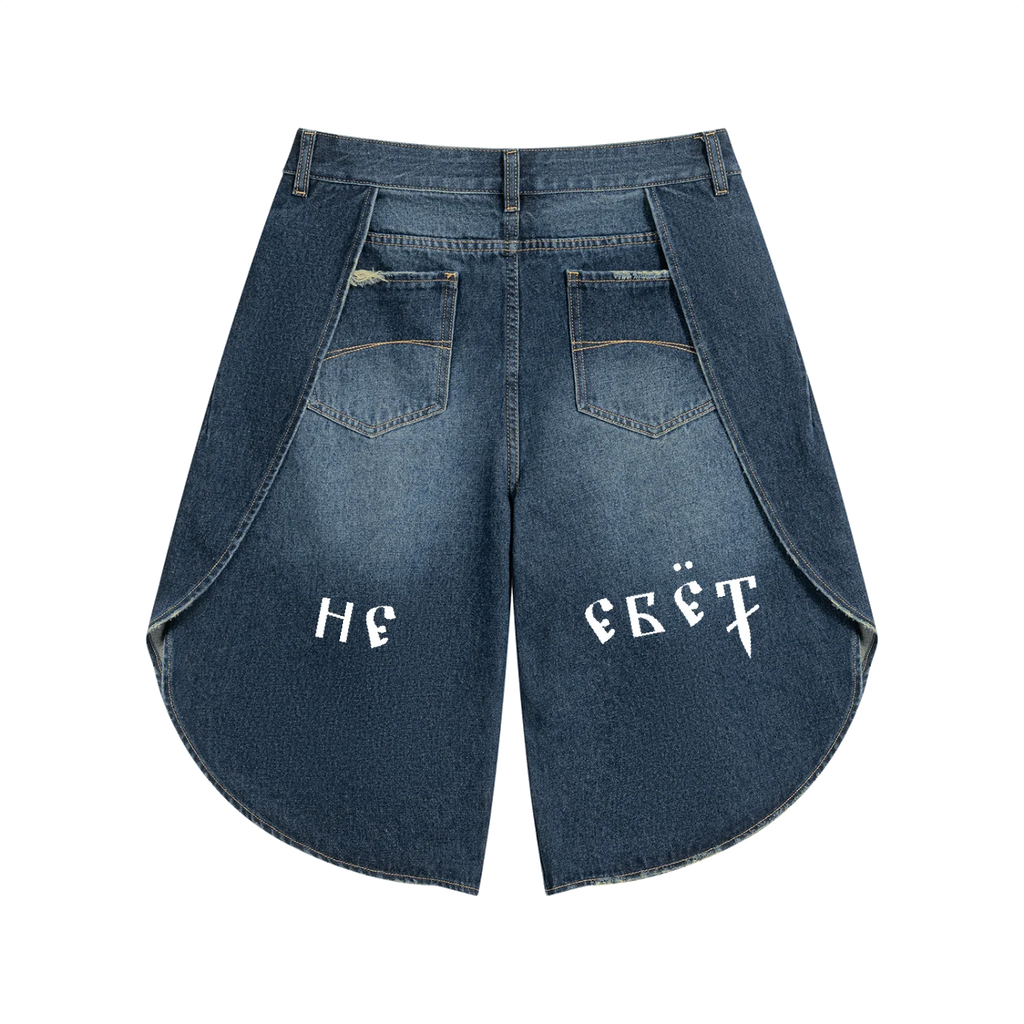 Men’s Wide Leg Denim Shorts by MIROLYUB – MIROLYUB New York streetwear shorts, summer streetwear
