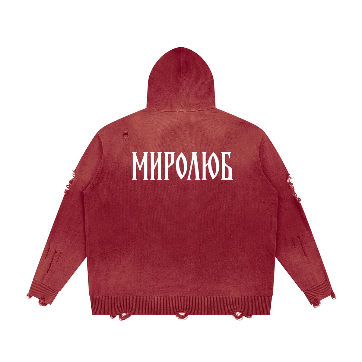 Ne Yebyot — Distressed Zip Knit by MIROLYUB – MIROLYUB New York streetwear knit sweater, streetwear gift for him