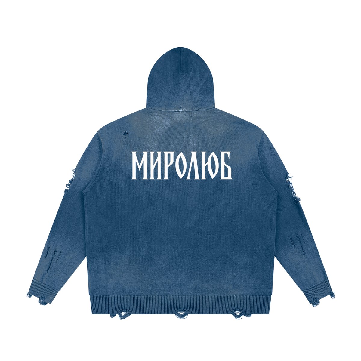 Ne Yebyot — Distressed Zip Knit by MIROLYUB – MIROLYUB New York streetwear knit sweater, streetwear gift for him