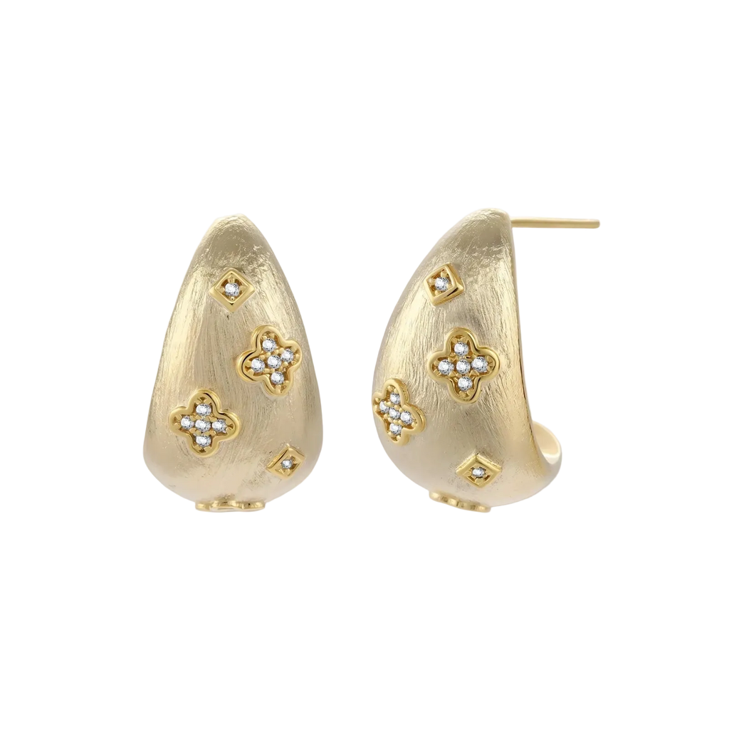 Radost Clover Hoops by MIROLYUB – handmade designer earrings, jewelry gift for her, New York jewelry