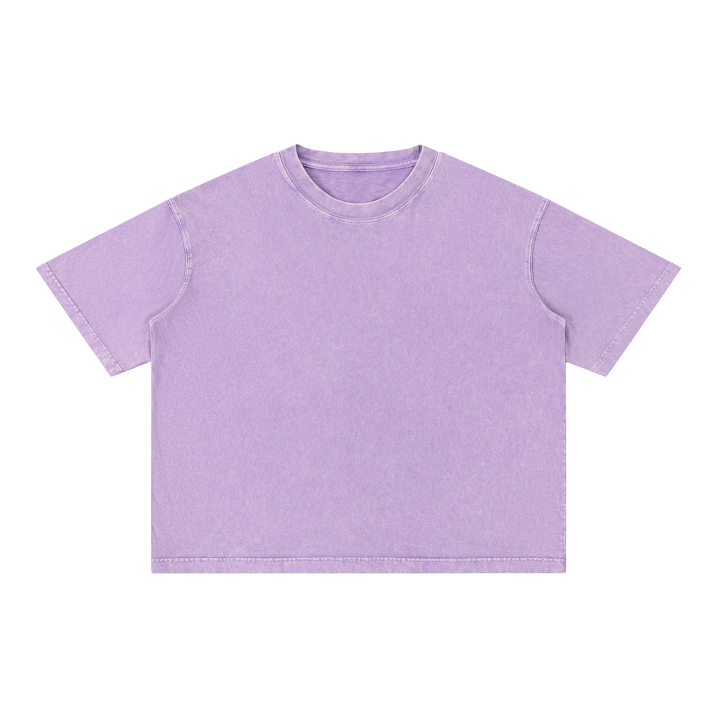 Mineral Wash Boxy Cotton T-Shirt — Purple, front view