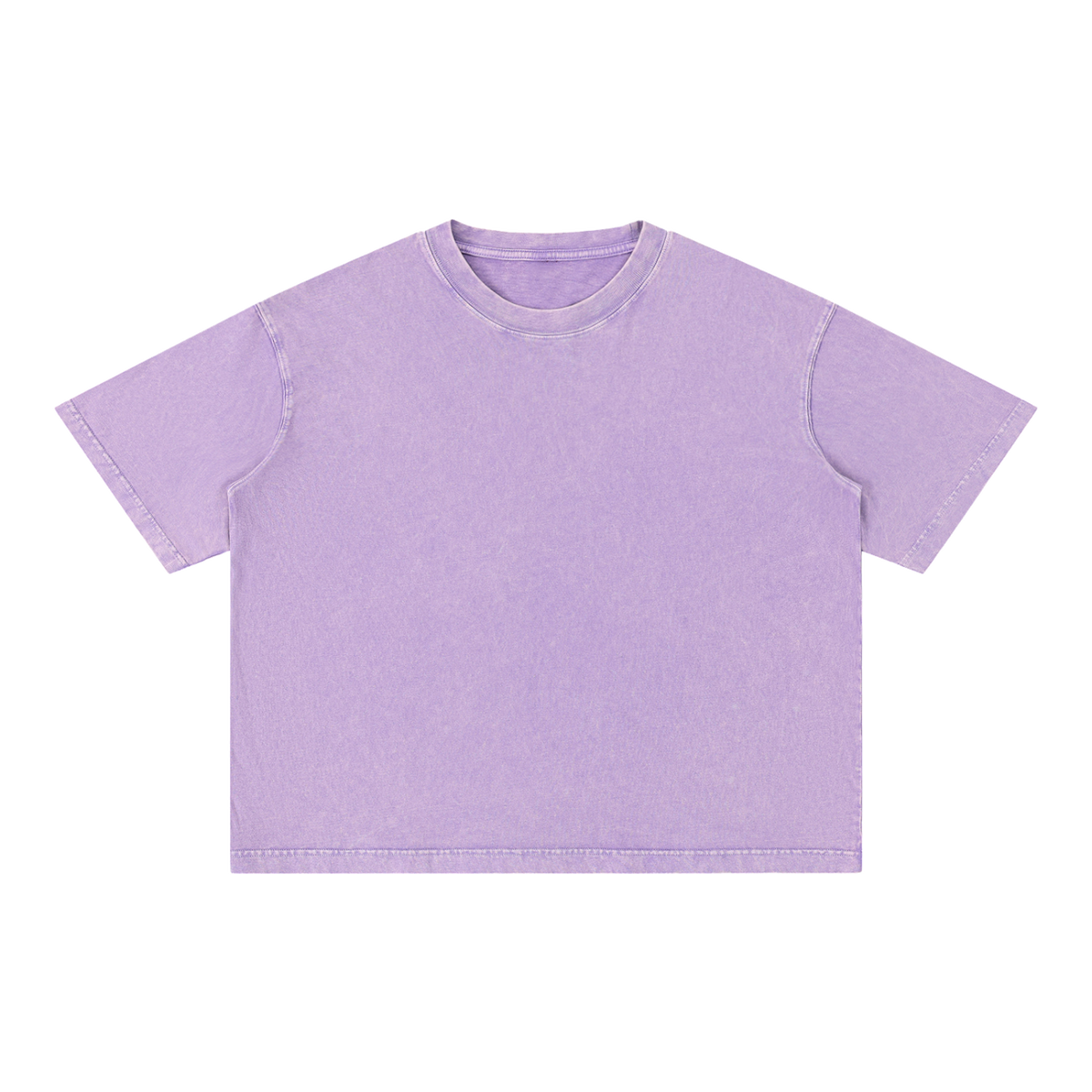 Mineral Wash Boxy Cotton T-Shirt — Purple, front view