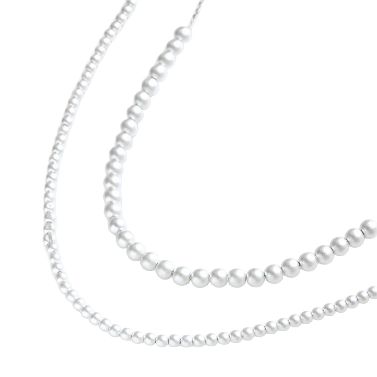 Svetislav sterling silver necklace detail showing graduated round beads in a doubled arrangement