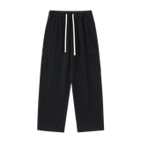 Traverse — Cotton Drawstring Cargo Pants / Carbon — Black, front view