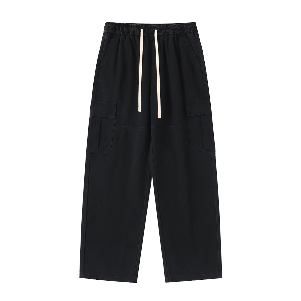 Traverse — Cotton Drawstring Cargo Pants / Carbon — Black, front view