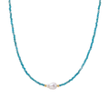 Veselina Apatite Pearl Necklace by MIROLYUB – handmade designer necklace, jewelry gift for her, New York jewelry
