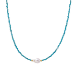 Veselina Apatite Pearl Necklace by MIROLYUB – handmade designer necklace, jewelry gift for her, New York jewelry