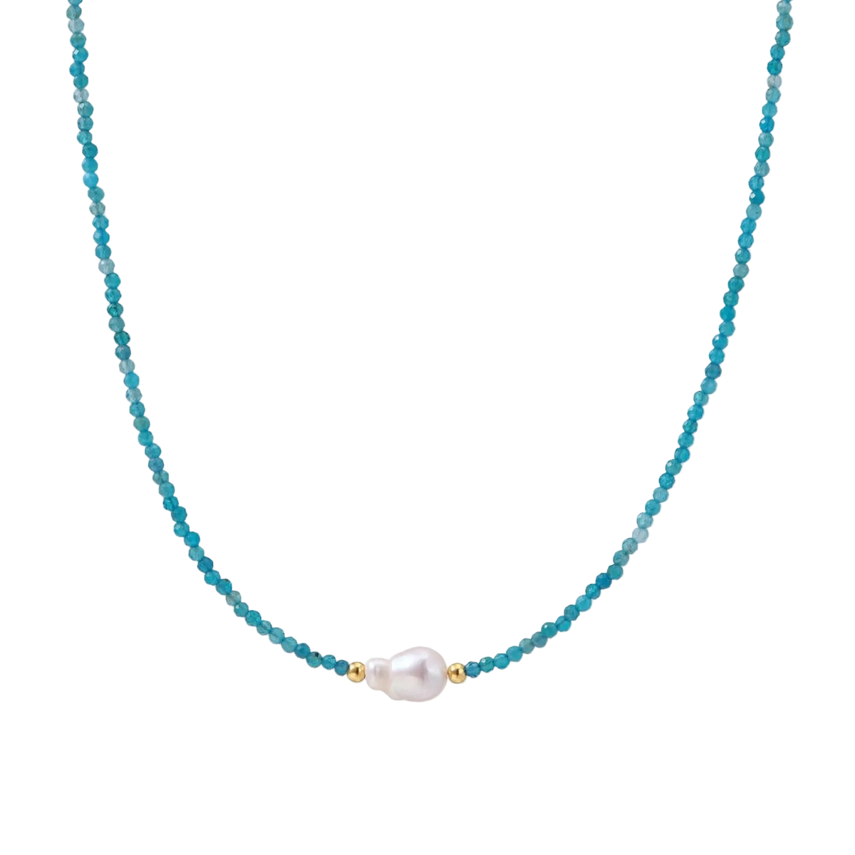 Veselina Apatite Pearl Necklace by MIROLYUB – handmade designer necklace, jewelry gift for her, New York jewelry