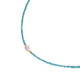 Veselina Apatite Pearl Necklace by MIROLYUB – handmade designer necklace, jewelry gift for her, New York jewelry