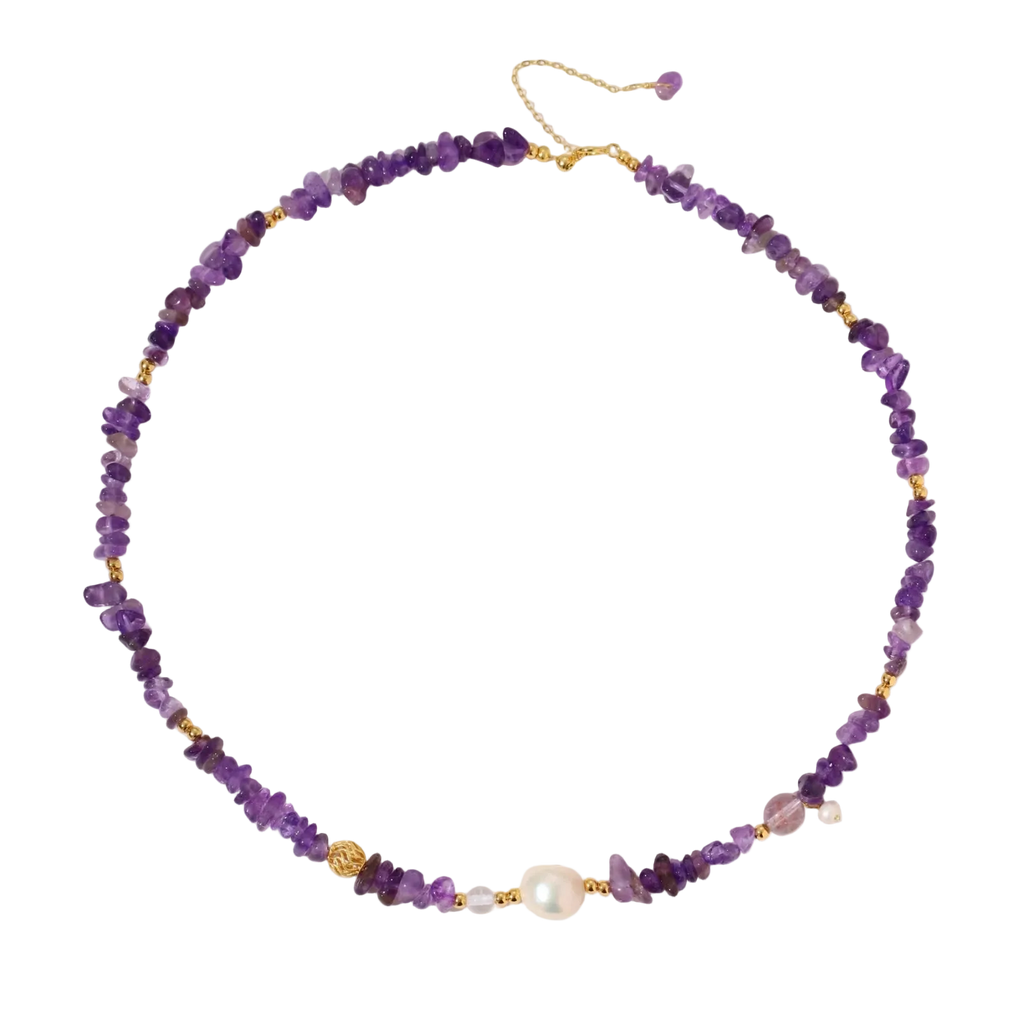 Veselka Amethyst Necklace by MIROLYUB – handmade designer necklace, jewelry gift for her, New York jewelry