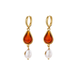 Yaroslava Amber Drop Earrings by MIROLYUB – handmade designer earrings, jewelry gift for her, New York jewelry