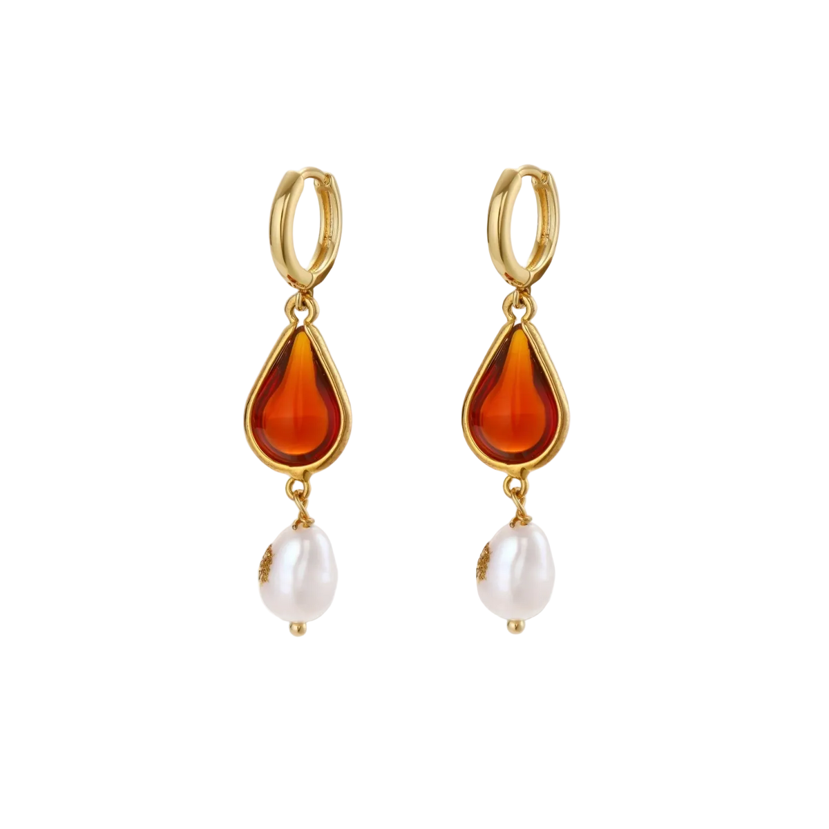 Yaroslava Amber Drop Earrings by MIROLYUB – handmade designer earrings, jewelry gift for her, New York jewelry