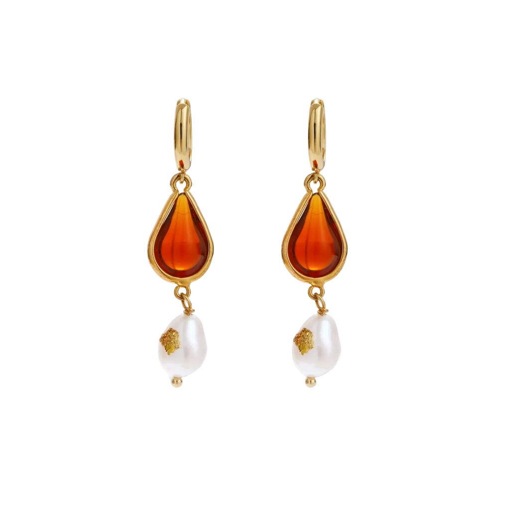 Yaroslava Amber Drop Earrings by MIROLYUB – handmade designer earrings, jewelry gift for her, New York jewelry