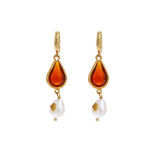 Yaroslava Amber Drop Earrings by MIROLYUB – handmade designer earrings, jewelry gift for her, New York jewelry