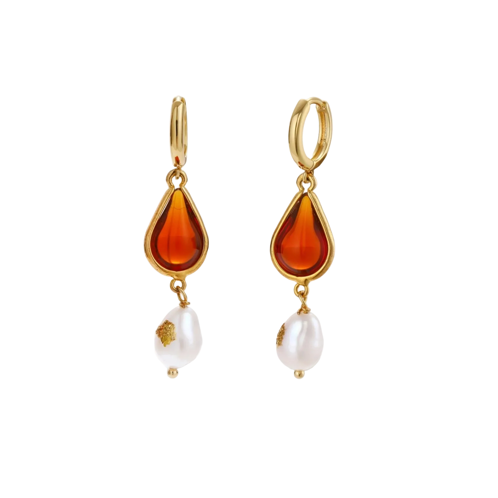 Yaroslava Amber Drop Earrings by MIROLYUB – handmade designer earrings, jewelry gift for her, New York jewelry