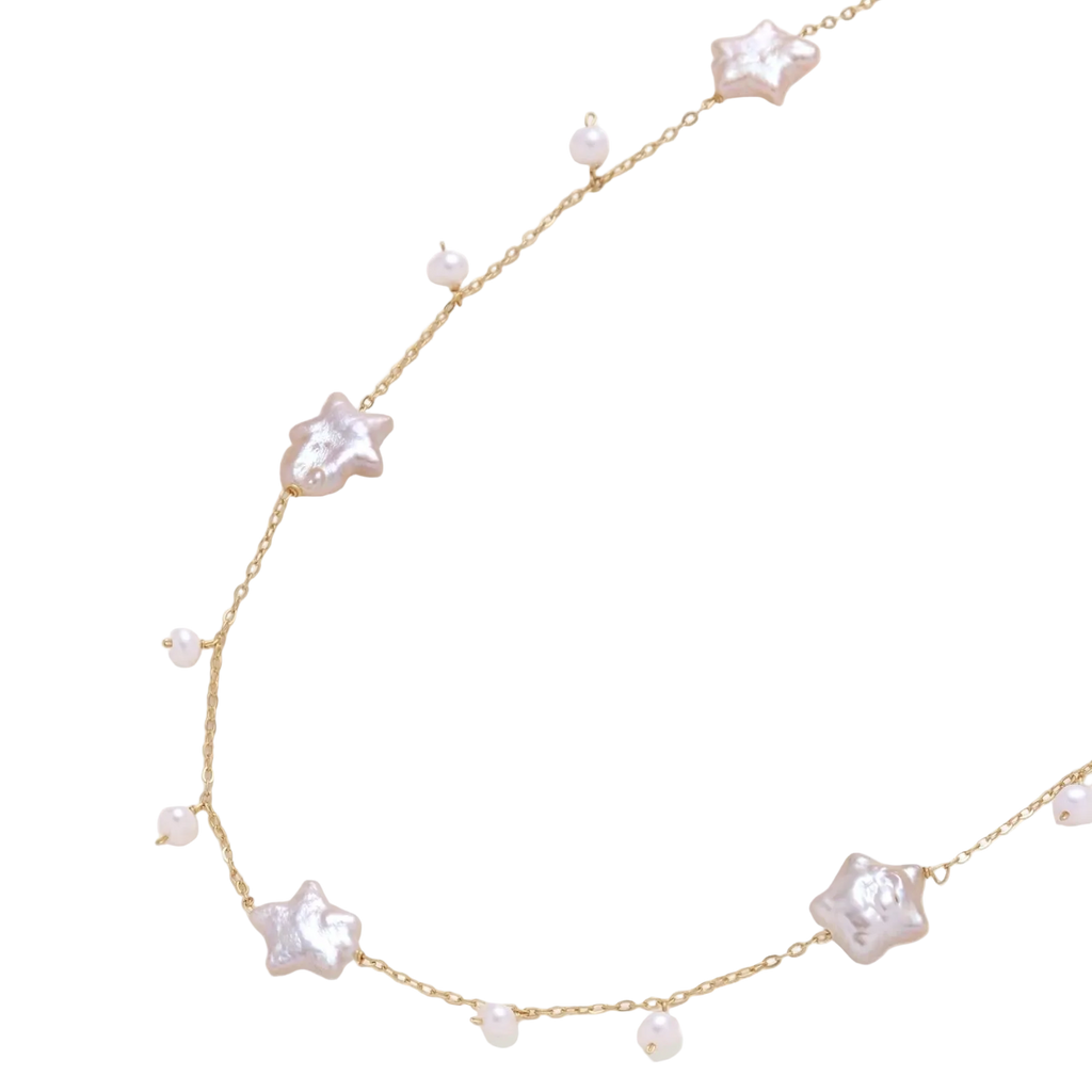 Zorya Pearl Star Necklace by MIROLYUB – handmade designer necklace, jewelry gift for her, New York jewelry