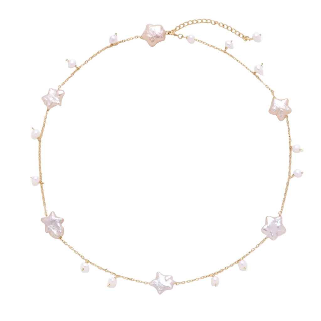 Zorya Pearl Star Necklace by MIROLYUB – handmade designer necklace, jewelry gift for her, New York jewelry