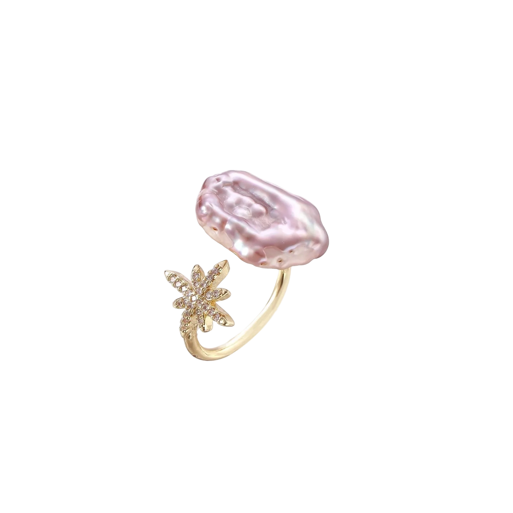 Zvezdana Pearl Ring by MIROLYUB – handmade designer ring, jewelry gift for her, New York jewelry