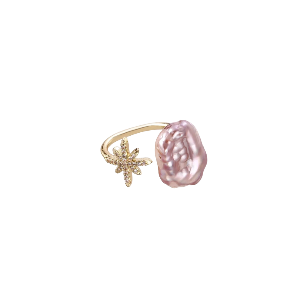 Zvezdana Pearl Ring by MIROLYUB – handmade designer ring, jewelry gift for her, New York jewelry